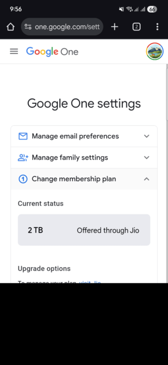 Google One 2 TB Offer shown